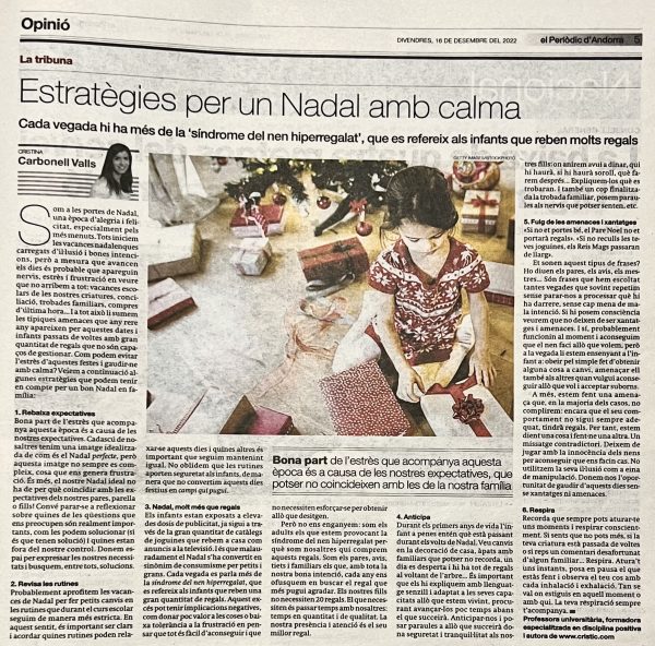 6 estrategias para una Navidad en calma - El Periòdic d'Andorra - cristic