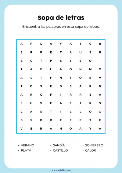 cristic-recursos-educativos-profesores-familias-pasatiempos-verano-ninos-sopas-de-letras